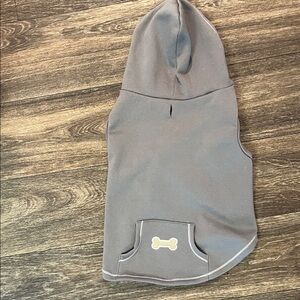 Gray Dog Hoodie with Bone Design
